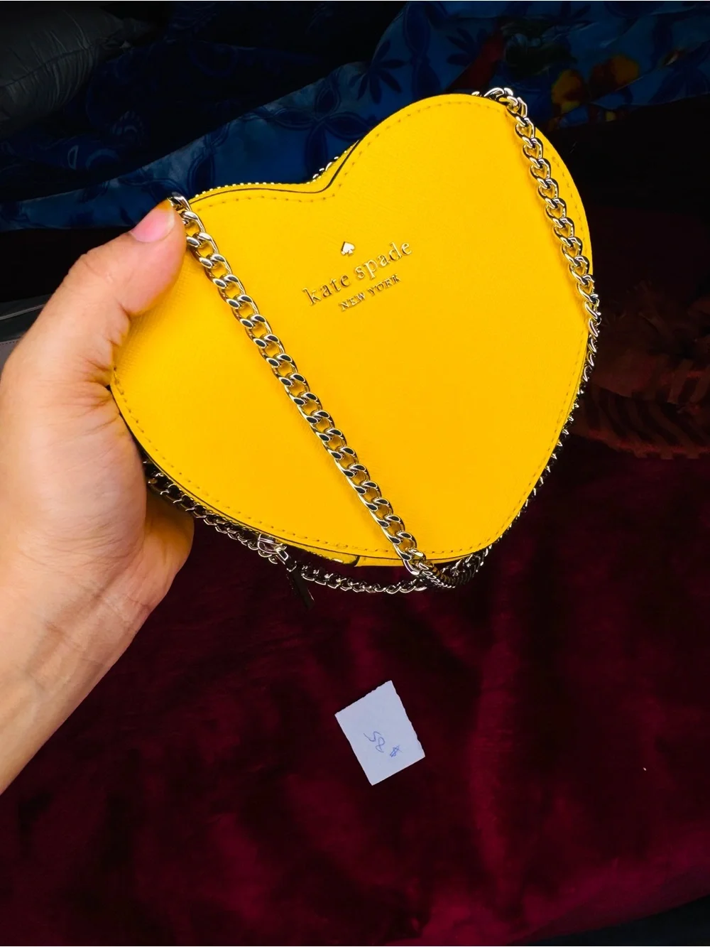 kate spade Yellow Heart-Shaped Crossbody with Gold Chain